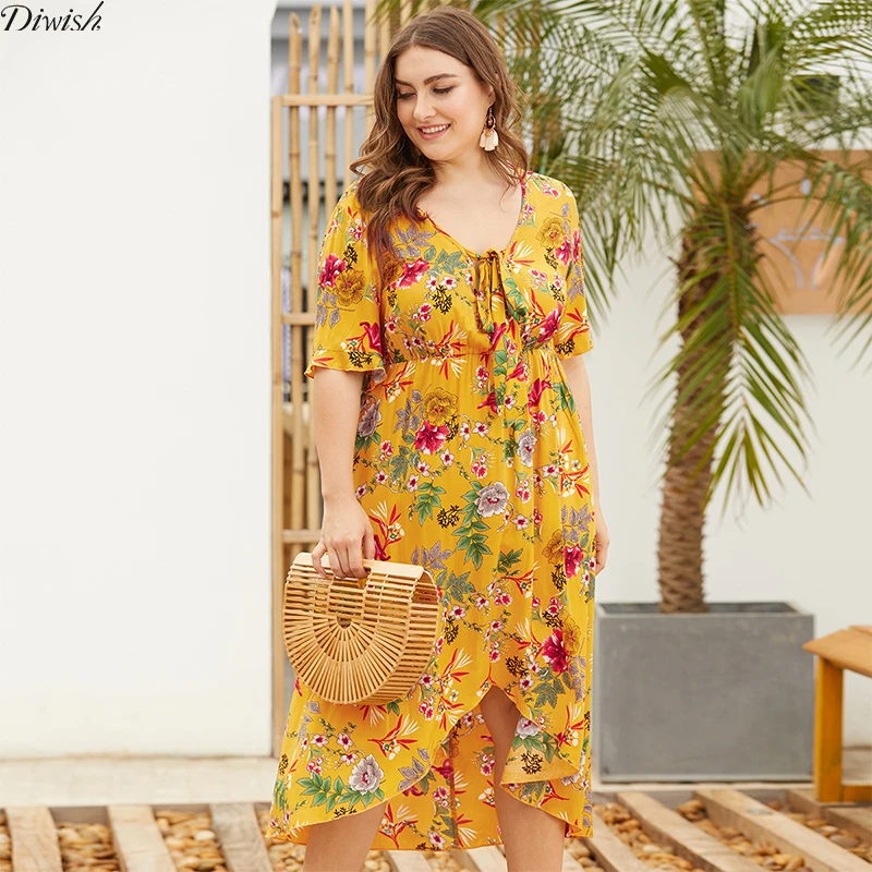 Diwish Women Print Long Maxi Dress Boho Ruffles Yellow V Neck Dress Casual Summer Beach Sexy Dress Plus Size Dresses XL-4XL
Diwish Women Print Long Maxi Dress Boho Ruffles Yellow V Neck Dress Casual Summer Beach Sexy Dress Plus Size Dresses XL-4XL