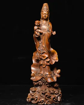 Crafts statue Chinese Buddhism Boxwood wood exquisite give son Guan Yin Kwan-yin Buddha Statue
Crafts statue Chinese Buddhism Boxwood wood exquisite give son Guan Yin Kwan-yin Buddha Statue