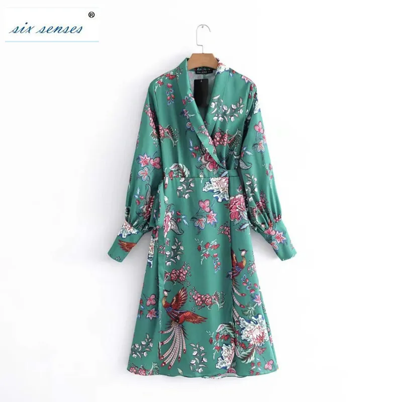 Six Senses 2018 Spring Summer Women New Kimono Dress Female Women's V-neck Long Sleeve Print Fashion Bandage Dresses HLM0103 
Six Senses 2018 Spring Summer Women New Kimono Dress Female Women's V-neck Long Sleeve Print Fashion Bandage Dresses HLM0103