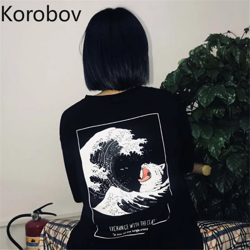 Korobov Cartoon Print Harajuku Women T Shirt New Arrival Summer Uzzlang O-Neck T Shirts Short Sleeve Black Koren T-Shirt 77321
Korobov Cartoon Print Harajuku Women T Shirt New Arrival Summer Uzzlang O-Neck T Shirts Short Sleeve Black Koren T-Shirt 77321