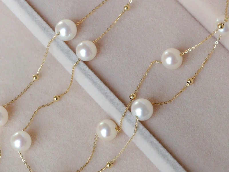 Classical 18k gold beads and pearls star family necklace choker sweater chain for women ladies Mom girls best gift in summer Classical 18k gold beads and pearls star family necklace choker sweater chain for women ladies Mom girls best gift in summer
