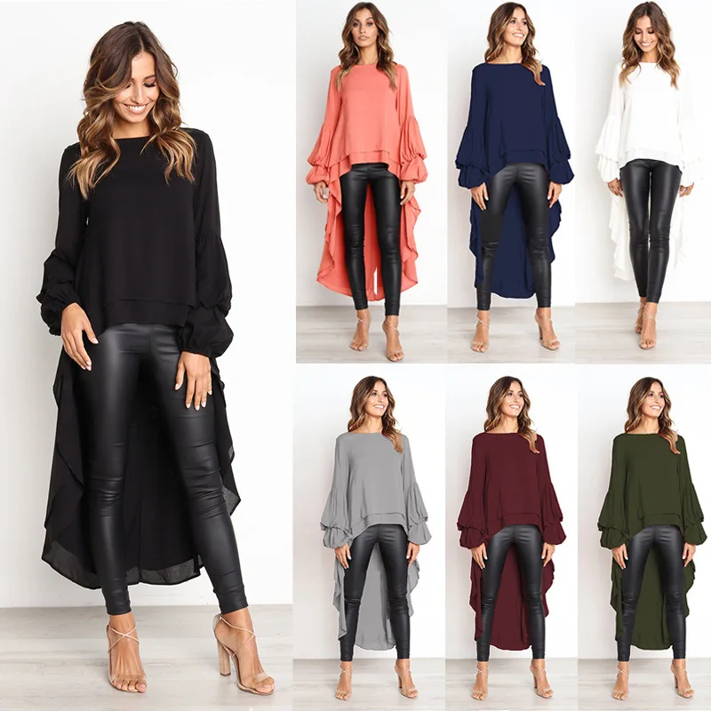 Fashion Women Casual Solid Blouses Irregular Ruffle Shirt Long Sleeve Sweatshirt Pullovers Tops Blouses
Fashion Women Casual Solid Blouses Irregular Ruffle Shirt Long Sleeve Sweatshirt Pullovers Tops Blouses