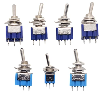 

5 Pcs AC ON-ON SPDT 2 Position Latching Toggle Switch 6A 125V 3A 125V 3 Position SPDT DPDT ON-OFF-ON Miniature Mini Toggle Swith