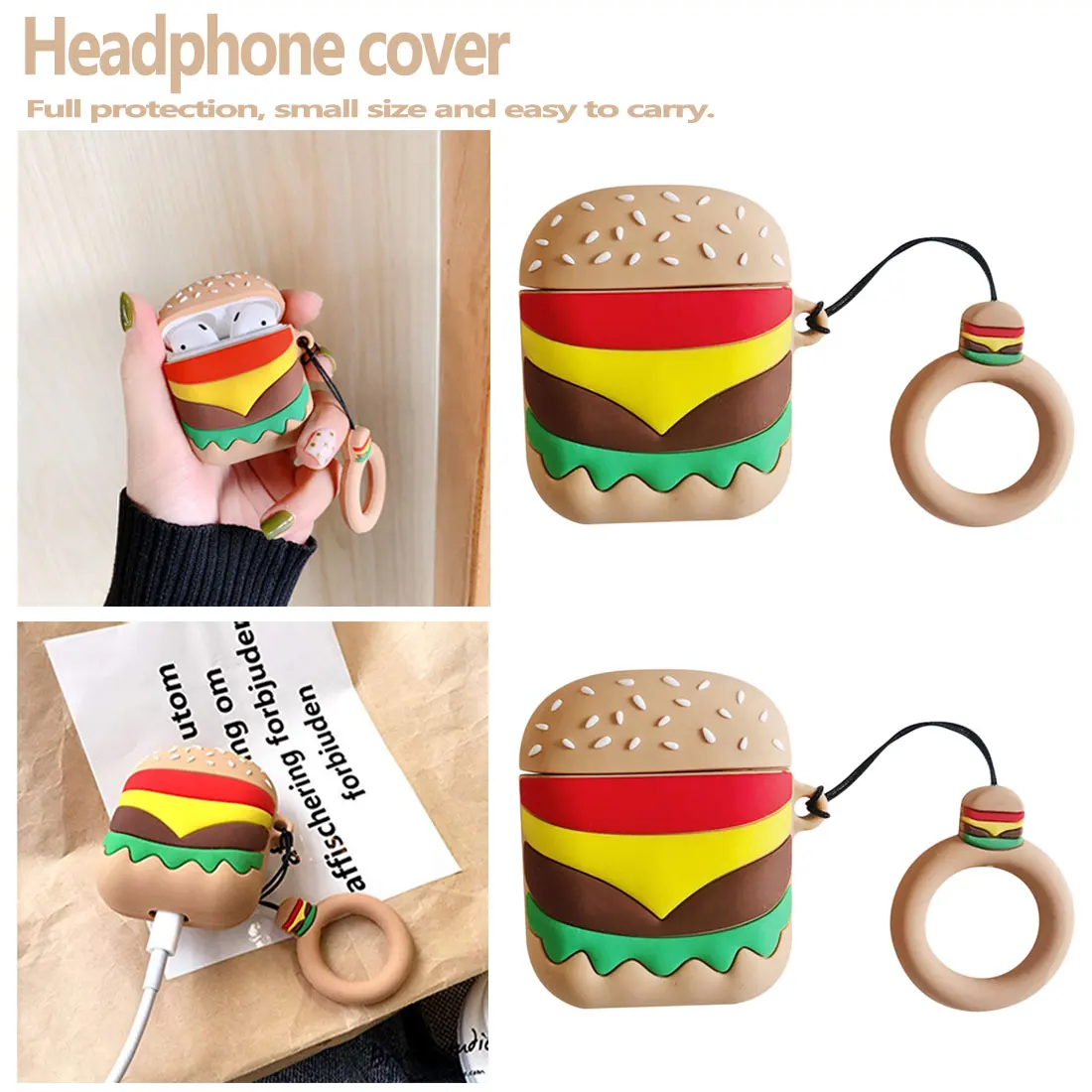 Bluetooth Wireless Earphone Case Hamburger Design hard case for Airpods case protective cover 
Bluetooth Wireless Earphone Case Hamburger Design hard case for Airpods case protective cover
