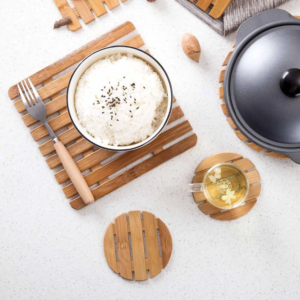 Hollow Bamboo Coaster Heat Insulation Pad Anti Scald Placemat Table Mat Dish Pot Holder Kitchen Accessories
Hollow Bamboo Coaster Heat Insulation Pad Anti Scald Placemat Table Mat Dish Pot Holder Kitchen Accessories