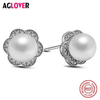 925 Silver Earrings 10mm Freshwater Pearl Inlay AAA Crystal Sterling Silver Woman Jewelry 
925 Silver Earrings 10mm Freshwater Pearl Inlay AAA Crystal Sterling Silver Woman Jewelry