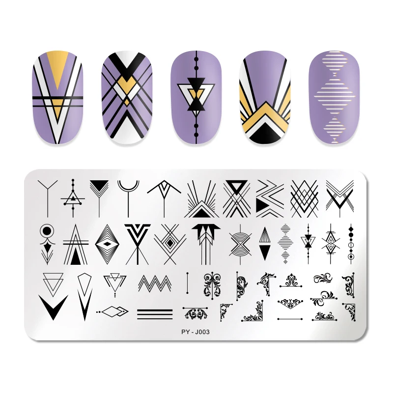 PICT YOU Rectangle Nail Stamping Plates Geometric Pattern Image Stainless Steel Nail Art Printing Stencil Plate Tools J003
PICT YOU Rectangle Nail Stamping Plates Geometric Pattern Image Stainless Steel Nail Art Printing Stencil Plate Tools J003