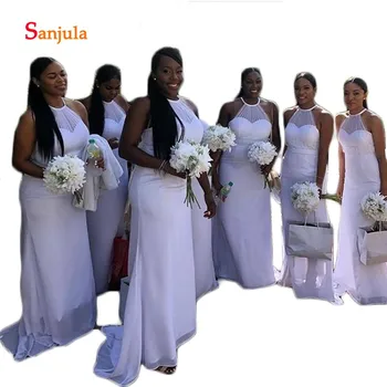 Sheath Bridesmaid Dresses Long White Chiffon Wedding Party Dress for Girls African Maid of Honor Wear O-Neck Sheer Top D157
Sheath Bridesmaid Dresses Long White Chiffon Wedding Party Dress for Girls African Maid of Honor Wear O-Neck Sheer Top D157