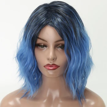 LISI HAIR 12 Inch Short Hair Wig For Woman Wavy Hair Synthetic Wigs High Temperature Fiber wigs Black Ombre Blue Cosplay
LISI HAIR 12 Inch Short Hair Wig For Woman Wavy Hair Synthetic Wigs High Temperature Fiber wigs Black Ombre Blue Cosplay