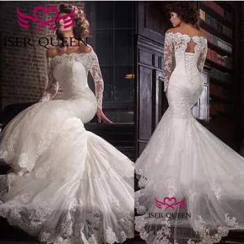 Boat Neckline Vintage See-through Long Sleeves Wedding Gown Delicate Embroidery with Tulle Court Train Lace up Mermaid w0617
Boat Neckline Vintage See-through Long Sleeves Wedding Gown Delicate Embroidery with Tulle Court Train Lace up Mermaid w0617