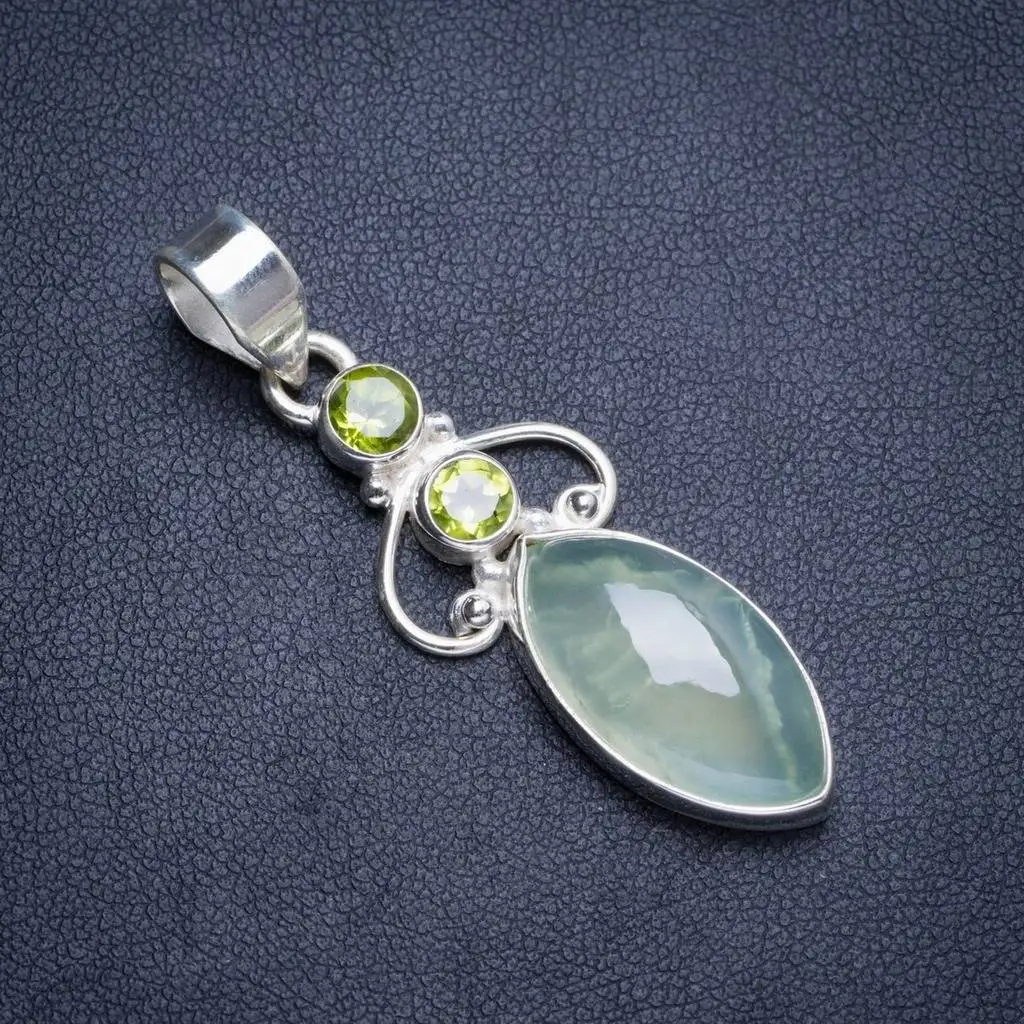 Natural Prehnite and Peridot Handmade Unique 925 Sterling Silver Pendant 2" Y5123
Natural Prehnite and Peridot Handmade Unique 925 Sterling Silver Pendant 2" Y5123