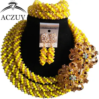 ACZUV Yellow and Gold AB Nigerian Wedding African Beads Jewelry Set Crystal A3R001
ACZUV Yellow and Gold AB Nigerian Wedding African Beads Jewelry Set Crystal A3R001