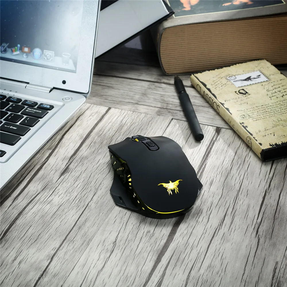 Combaterwing 2 in 1 Wired & Wireless Gaming Mouse, Rechargeable 2.4GHz Optical 6000 DPI Gaming Mice 6 Buttons Design 6 Breathing LED Colors for Gamer PC MAC Laptop (7)
