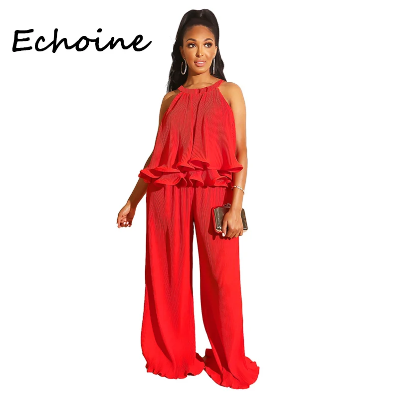 Echoine Casual Two Piece Set Spaghetti Straps Solid Color Off Shoulder Loose Top + Long Wide Pants Women Tracksuit Outfits
Echoine Casual Two Piece Set Spaghetti Straps Solid Color Off Shoulder Loose Top + Long Wide Pants Women Tracksuit Outfits