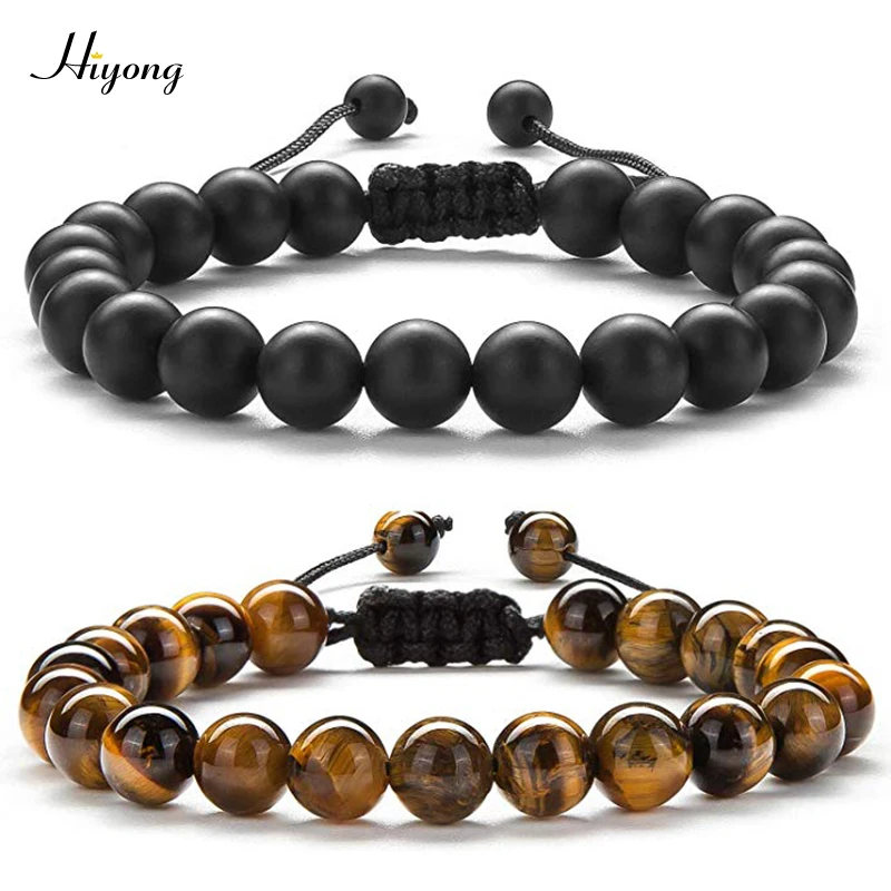 HIYONG 8mm Tiger Eye Stone Beads Bracelet Braided Rope Adjustable Black Matte Charm Healing Balance Beads Yoga Bracelet For Mens
HIYONG 8mm Tiger Eye Stone Beads Bracelet Braided Rope Adjustable Black Matte Charm Healing Balance Beads Yoga Bracelet For Mens