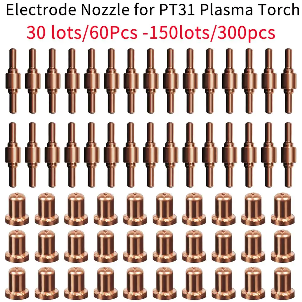 60-300pcs/set Red Copper Elcectrode Tip/Nozzle Kit Extended Long LG40 PT31 CUT40 Plasma Cutter Cutting Torch Consumables
60-300pcs/set Red Copper Elcectrode Tip/Nozzle Kit Extended Long LG40 PT31 CUT40 Plasma Cutter Cutting Torch Consumables