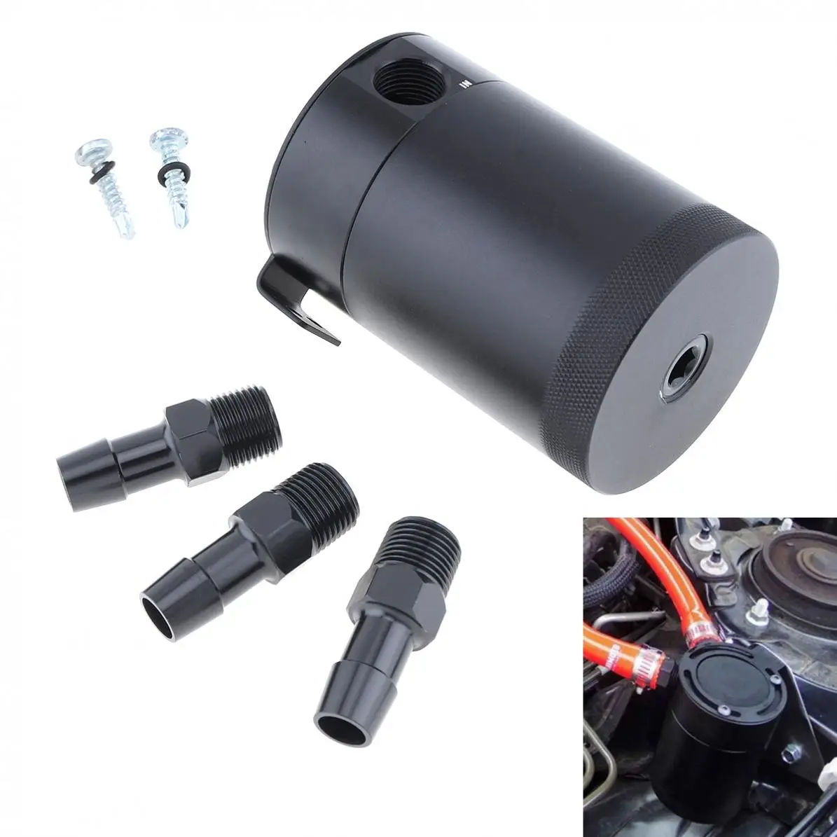 Durable Racing Baffled 3-Port Oil Catch Can Tank Auto Vehicle Replacement Air-Oil Separator Waste Gas Oil Recover Pot
Durable Racing Baffled 3-Port Oil Catch Can Tank Auto Vehicle Replacement Air-Oil Separator Waste Gas Oil Recover Pot
