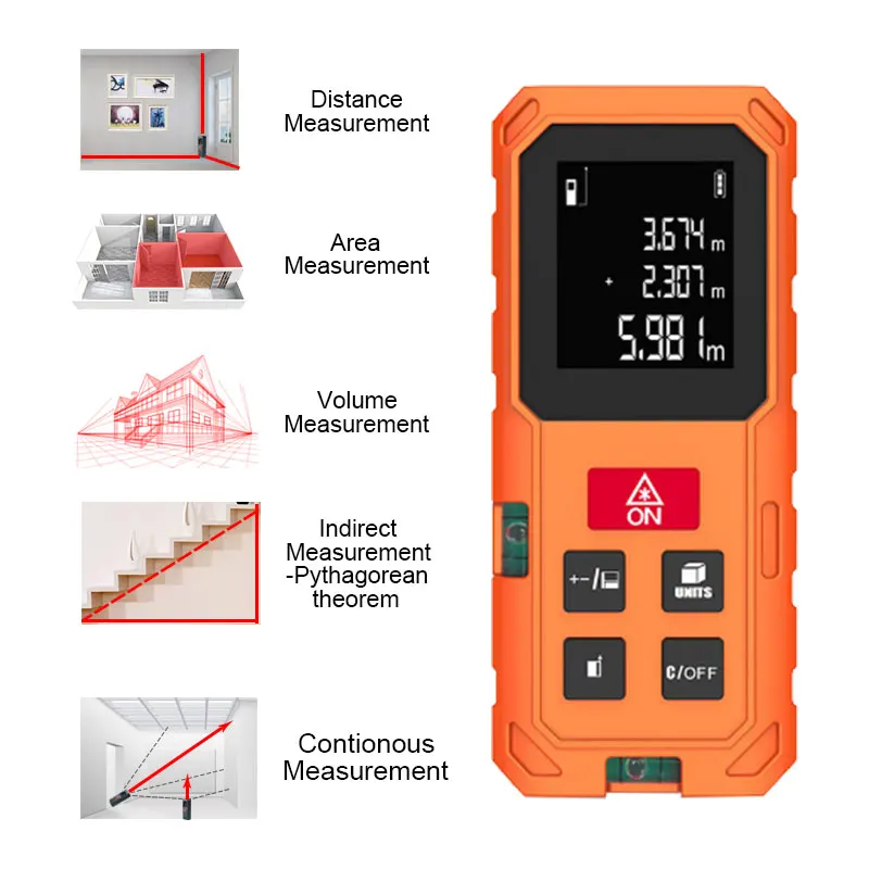 40/60/80/100m Laser Rangefinder Digital Laser Distance Meter Laser Tape Range Finder Build Measure Device Ruler Laser Meter
40/60/80/100m Laser Rangefinder Digital Laser Distance Meter Laser Tape Range Finder Build Measure Device Ruler Laser Meter