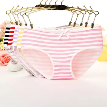 Women Striped navy bow cute women's panties Cotton briefs Medium and low waist briefs A010
Women Striped navy bow cute women's panties Cotton briefs Medium and low waist briefs A010