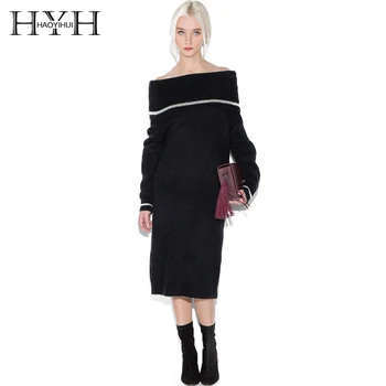 HYH Haoyihui Women Autumn Solid Black Sexy Slim Vestidos Slash Neck Knit Clothing Strapless Off Shoulder Long Sleeve Midi Dress
HYH Haoyihui Women Autumn Solid Black Sexy Slim Vestidos Slash Neck Knit Clothing Strapless Off Shoulder Long Sleeve Midi Dress