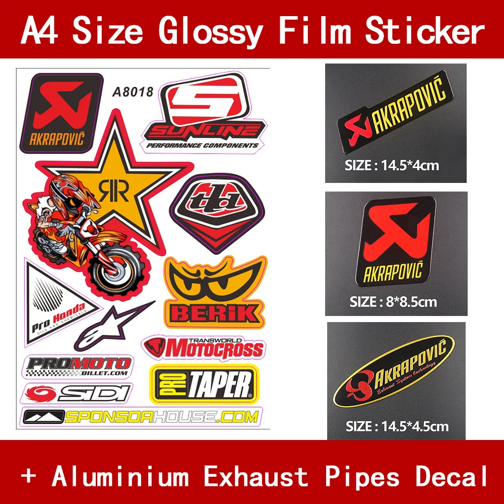 Aluminium Motorcycle Exhaust Pipes Decal Sticker Cool Personality Scorpio For Akrapovic + A4 Size Glossy Film Car Styling Decals
Aluminium Motorcycle Exhaust Pipes Decal Sticker Cool Personality Scorpio For Akrapovic + A4 Size Glossy Film Car Styling Decals