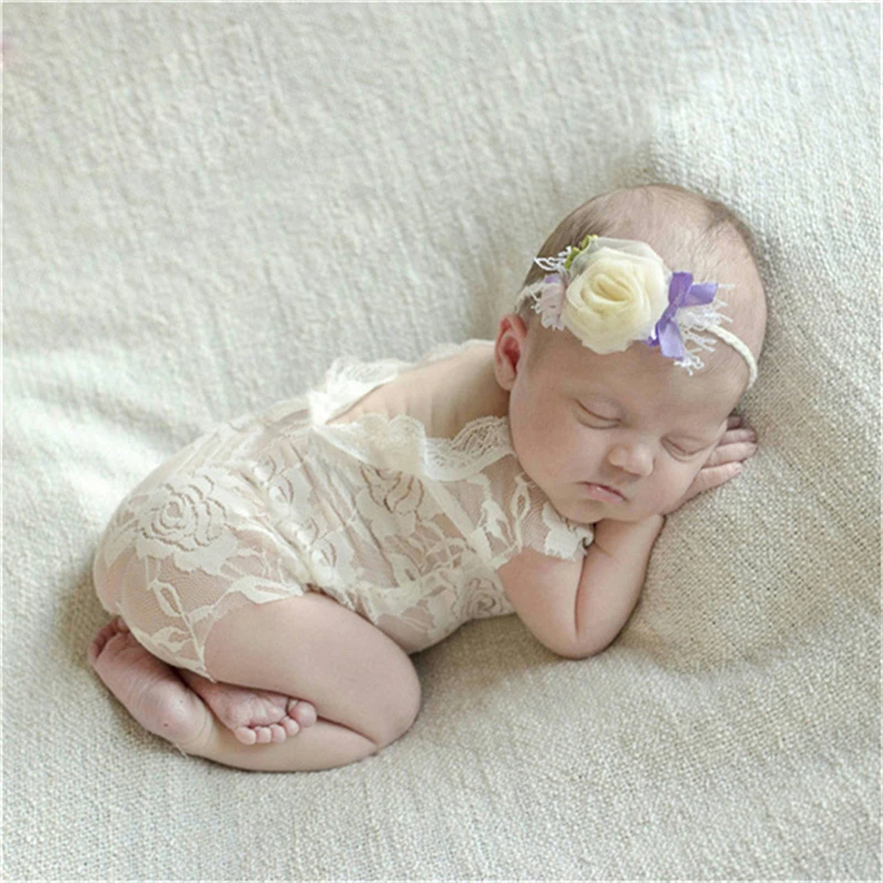 Реквизит для фотосъемки новорожденных Кружевной Комбинезон маленьких девочек