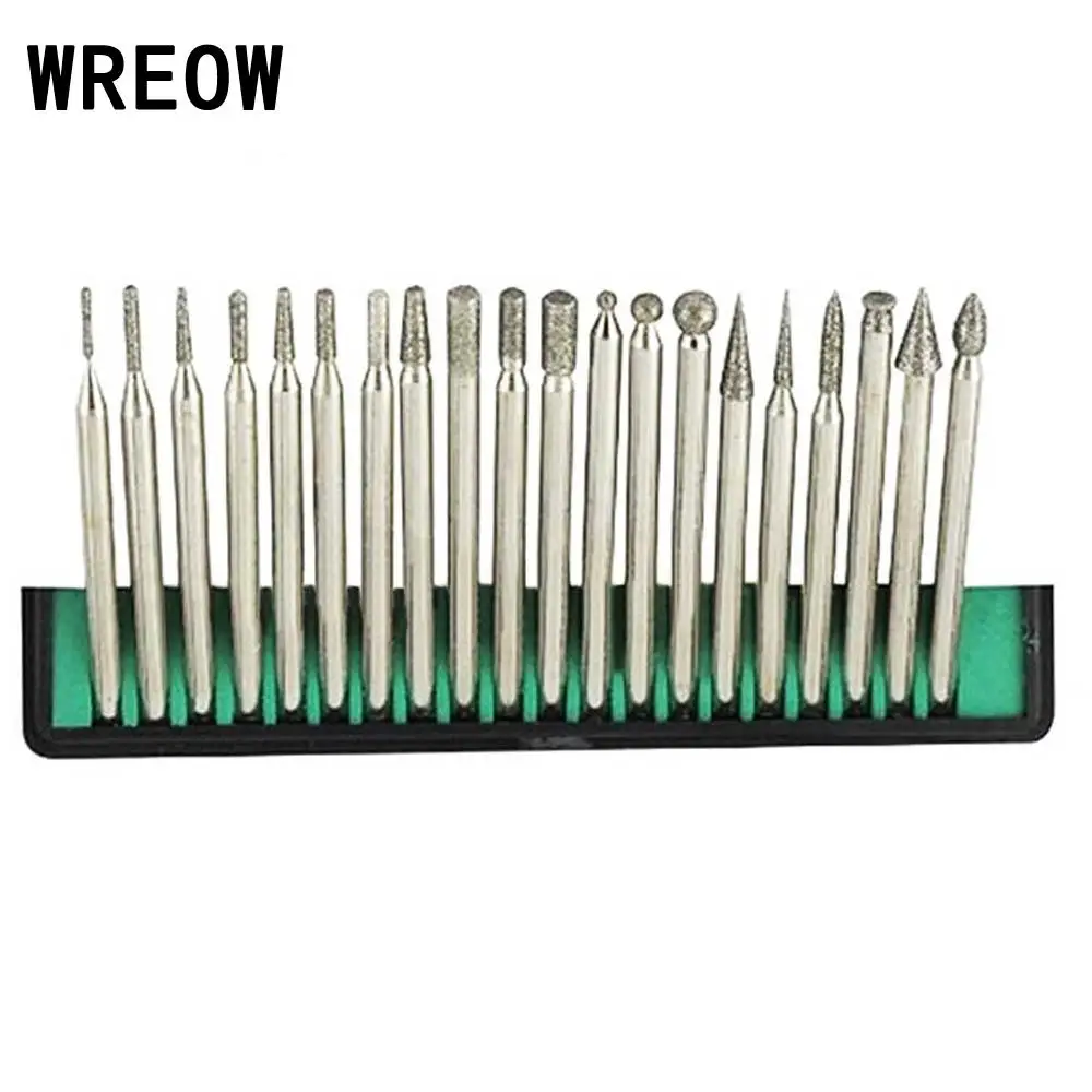 20Pcs/set Diamond Grinding Needle Point Carving Burr Drill Bits Sets 3mm Shank For Dremel Drilling Rotary Tool
20Pcs/set Diamond Grinding Needle Point Carving Burr Drill Bits Sets 3mm Shank For Dremel Drilling Rotary Tool
