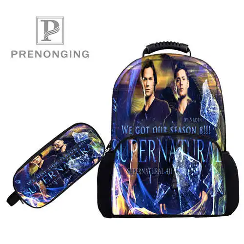 Пользовательские 17 дюймов Castiel-Dean-рюкзаки пеналы для ручек 3D печать школьные