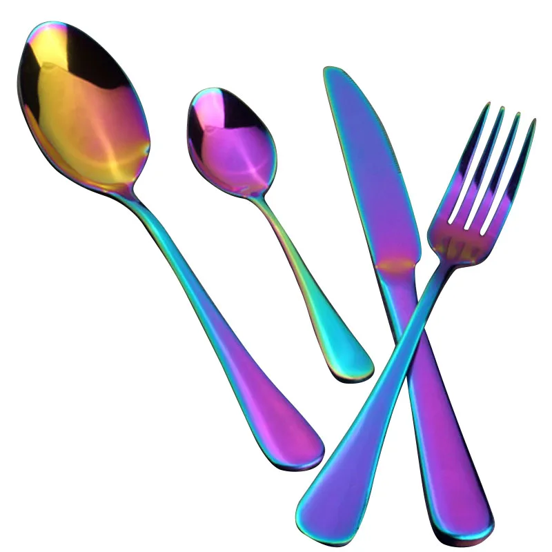 4pcs/Set Rainbow Dinnerware Stainless Steel Christmas Wedding Tableware Cutlery Table Knife Fork Teaspoon Kitchen Accessories
4pcs/Set Rainbow Dinnerware Stainless Steel Christmas Wedding Tableware Cutlery Table Knife Fork Teaspoon Kitchen Accessories