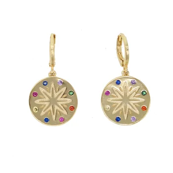 Bohemia Boho GOLD Filled Round coin with rainbow cz star singet Geometric trendy women dangle drop earring
Bohemia Boho GOLD Filled Round coin with rainbow cz star singet Geometric trendy women dangle drop earring