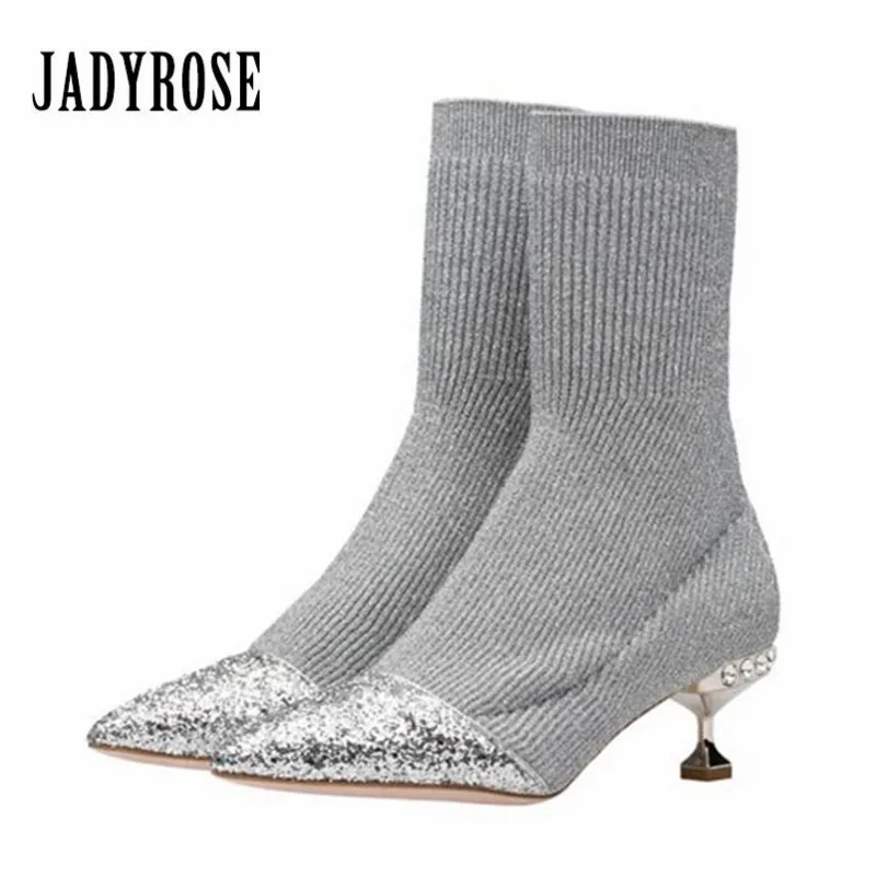 Jady Rose 2020 New Silver Women Winter Warm Boots Pointed Toe High Heels Paillette Stretch Ankle Boots Knit Sock Botas Mujer
Jady Rose 2020 New Silver Women Winter Warm Boots Pointed Toe High Heels Paillette Stretch Ankle Boots Knit Sock Botas Mujer