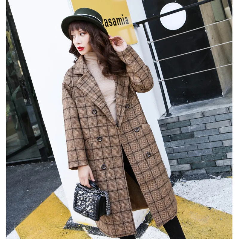 2019 Autumn Women's Woolen Plaid Coat New Fashion Long Woolen Coat Slim Winter Elegant Wool Jacket Female Casual Outerwear R929
2019 Autumn Women's Woolen Plaid Coat New Fashion Long Woolen Coat Slim Winter Elegant Wool Jacket Female Casual Outerwear R929