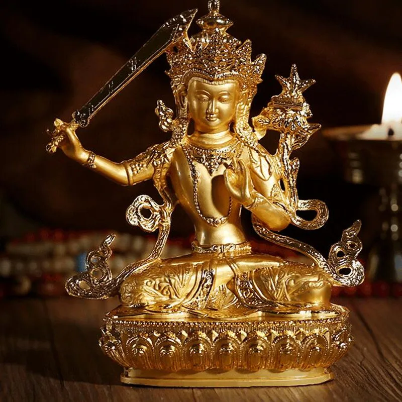 Tranic эффективный Bodhisattva Manjusri позолоченный металлический сплав Будды для