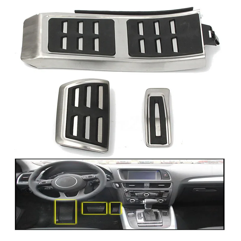 3pcs/set Car Foot Rest Fuel Brake Pedal Plate Cover Set For AUDI A4 S4 A5 A6 Q5 S5 A7