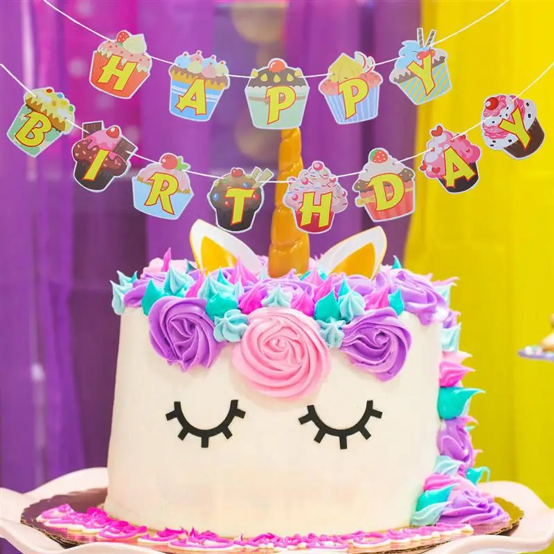15.5x14cm Paper Party Banner Cake Shape Bright Color Party Hanging Flags Happy Birthday Banner Decorative Pull Flag For Party
15.5x14cm Paper Party Banner Cake Shape Bright Color Party Hanging Flags Happy Birthday Banner Decorative Pull Flag For Party