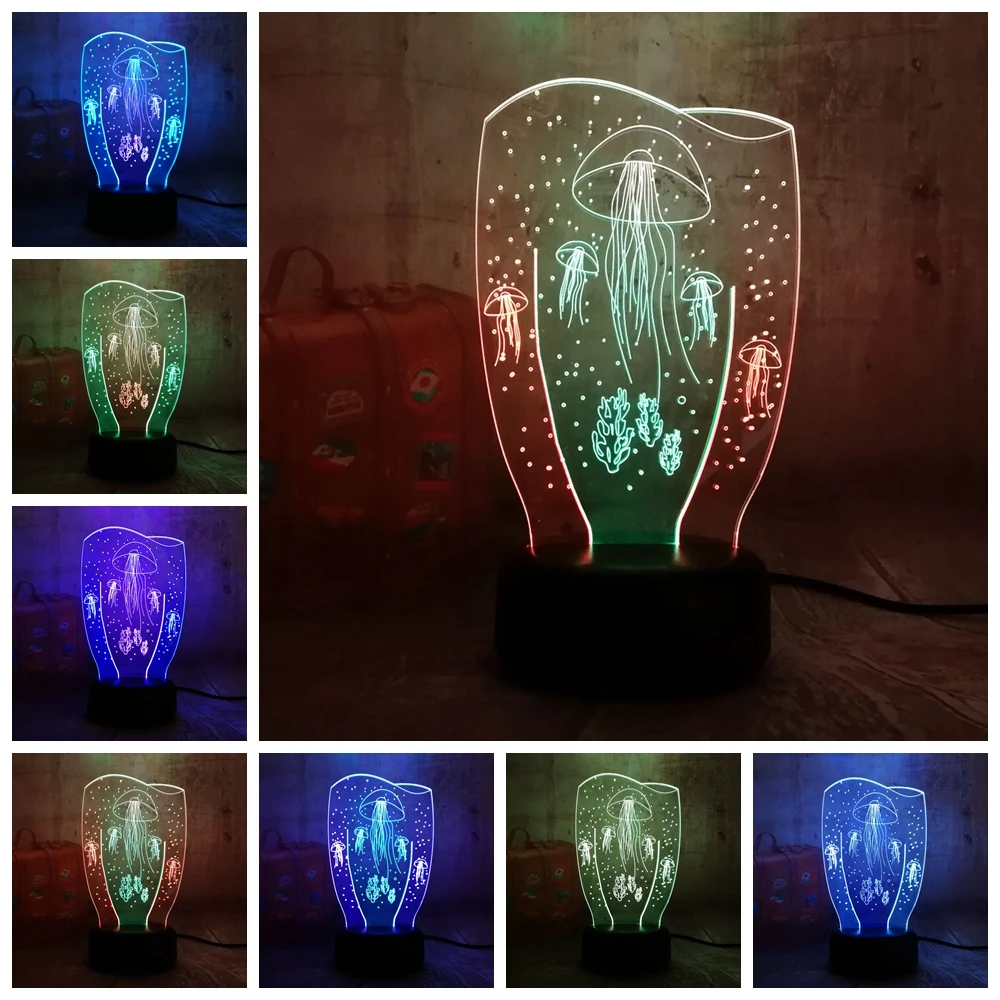 Mixed Dual Color Animal Jellyfish Beautful 3D LED Night Lihgt 7 Colors Change Novelty Home Decor Table Lamp Christmas Kids Gift
Mixed Dual Color Animal Jellyfish Beautful 3D LED Night Lihgt 7 Colors Change Novelty Home Decor Table Lamp Christmas Kids Gift