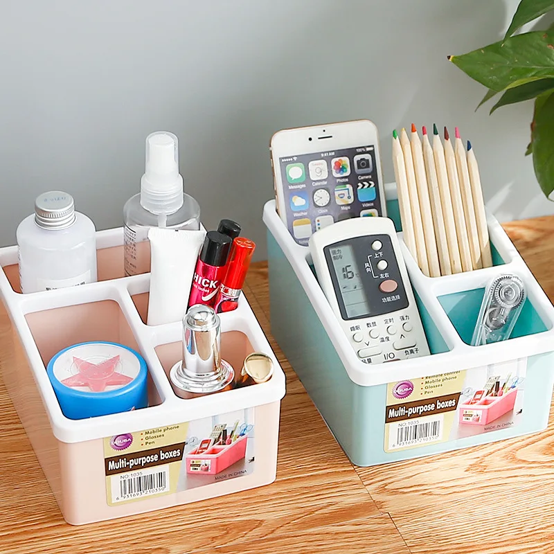 1pcs 1336 Solid Color 4-Box Desktop Storage Box Multi-Function Office Stationery Cosmetic | Канцтовары для офиса и дома