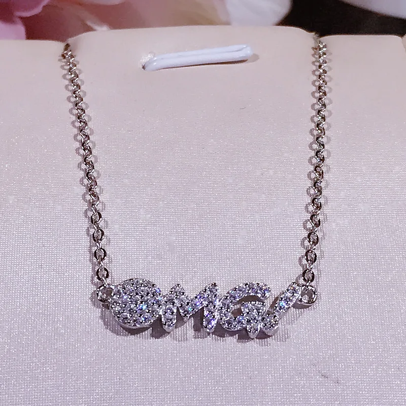 New Arrival Fashion Personality Designer Zircon Letter OMG Pendant Real 925 Sterling Silver Women Statement Necklace
New Arrival Fashion Personality Designer Zircon Letter OMG Pendant Real 925 Sterling Silver Women Statement Necklace