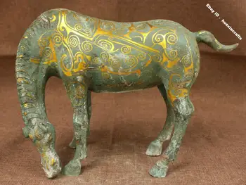 12.8" Collect China Pure Bronze inlay Gold Handmade Lucky Horse Success Statue Q
12.8" Collect China Pure Bronze inlay Gold Handmade Lucky Horse Success Statue Q
