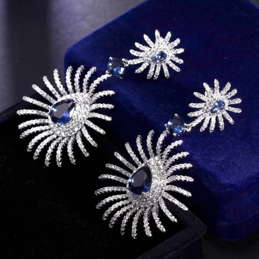 Big Size Superior Quality Cubic Zirconia Jewelry Statement Bridal Earrings Rhodium Color Stones Blue Green Long Drop earrings
Big Size Superior Quality Cubic Zirconia Jewelry Statement Bridal Earrings Rhodium Color Stones Blue Green Long Drop earrings