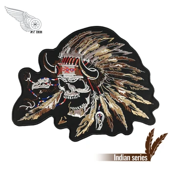 Indian skull embroidered patches motorcycle punk applique large size clothing decoration biker patches for club jacket t-shirt
Indian skull embroidered patches motorcycle punk applique large size clothing decoration biker patches for club jacket t-shirt