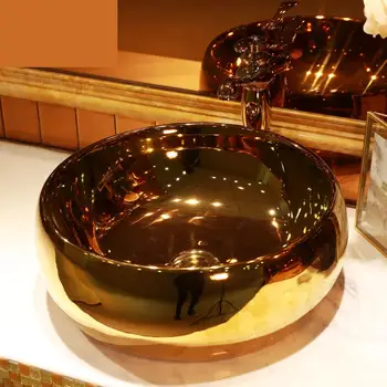 Europe Vintage Style Ceramic Art Basin Sinks Counter Top Wash Basin Bathroom Vessel Sinks ceramic vessel sink golden/silver
Europe Vintage Style Ceramic Art Basin Sinks Counter Top Wash Basin Bathroom Vessel Sinks ceramic vessel sink golden/silver