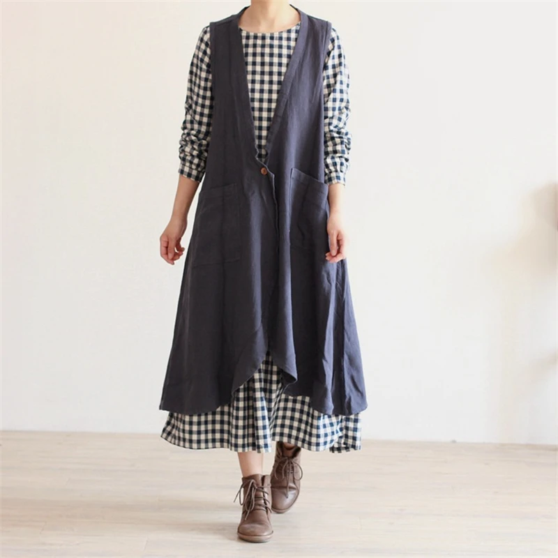 Johnature Women Cotton Linen Vest Coat Pockets 2019 Autumn New Vintage Loose Brief Casual V-Neck Female Clothing Long Vest
Johnature Women Cotton Linen Vest Coat Pockets 2019 Autumn New Vintage Loose Brief Casual V-Neck Female Clothing Long Vest