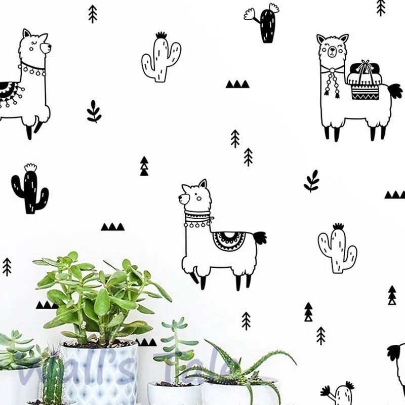 Cute Alpaca and Cactus Wall Decals Nursery Decor DIY Lovely Llama Cactus Vinyl Art Sticker Home Baby Room Wall Mural Decoration
Cute Alpaca and Cactus Wall Decals Nursery Decor DIY Lovely Llama Cactus Vinyl Art Sticker Home Baby Room Wall Mural Decoration