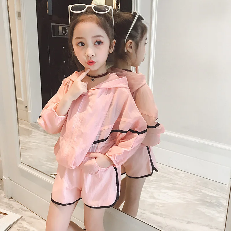 Girls Summer clothing set Rash guards suit 3pcs/set Fashion stripe tshirt+Coat+Pants suit Girl clothes Sunscreen sets 4-13y
Girls Summer clothing set Rash guards suit 3pcs/set Fashion stripe tshirt+Coat+Pants suit Girl clothes Sunscreen sets 4-13y