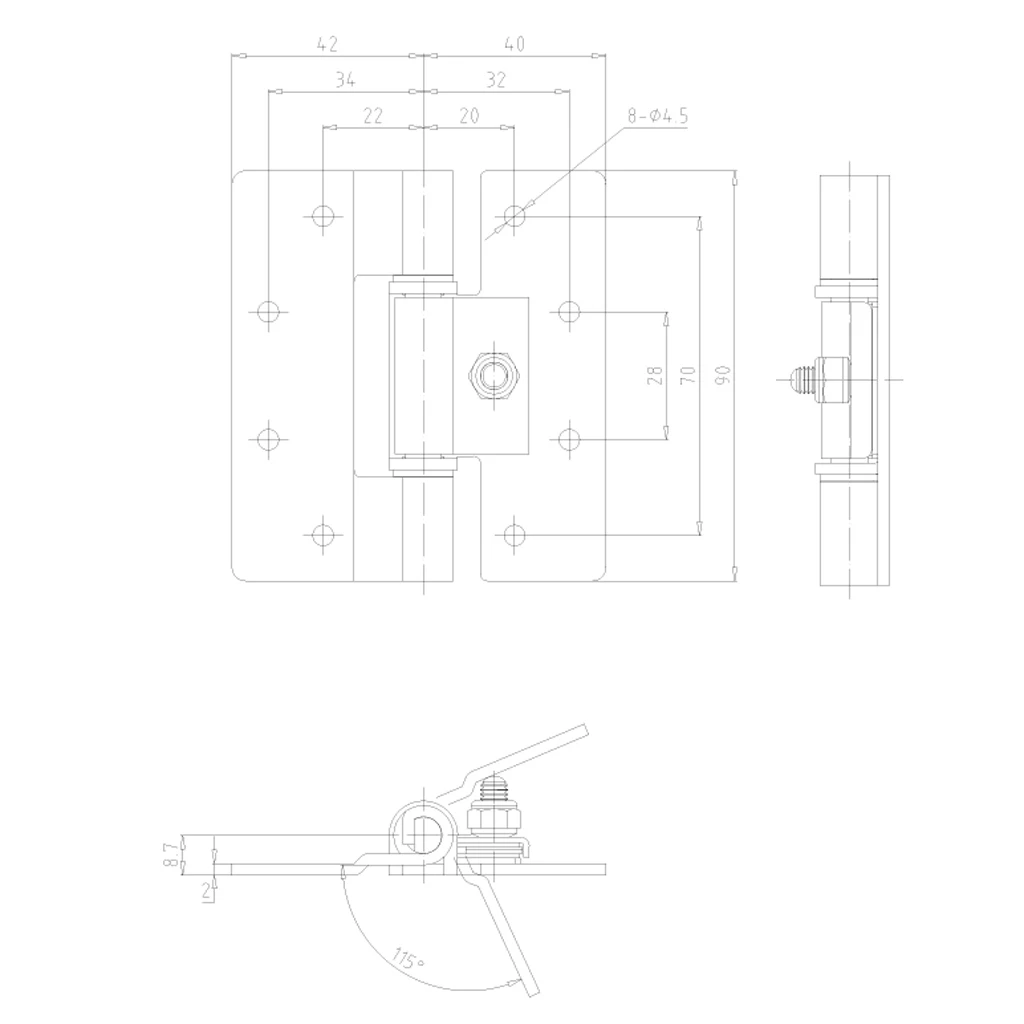 Stainless Steel Marine Boat Cast Square Deck Hinge Door Hinge Accessories