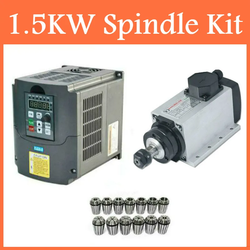 Square Spindle Motor 1.5 KW CNC Spindle Motor Air Cooled Kit 220V / 110 V Inverter VFD Converter Controller ER11 Collet Chuck
Square Spindle Motor 1.5 KW CNC Spindle Motor Air Cooled Kit 220V / 110 V Inverter VFD Converter Controller ER11 Collet Chuck