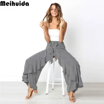 Hot Sexy Striped Bow Tie High Waist Ruffle Wide Leg Long Pants Trousers Women Casual Plain Loose Harem Summer Beach Trousers
Hot Sexy Striped Bow Tie High Waist Ruffle Wide Leg Long Pants Trousers Women Casual Plain Loose Harem Summer Beach Trousers