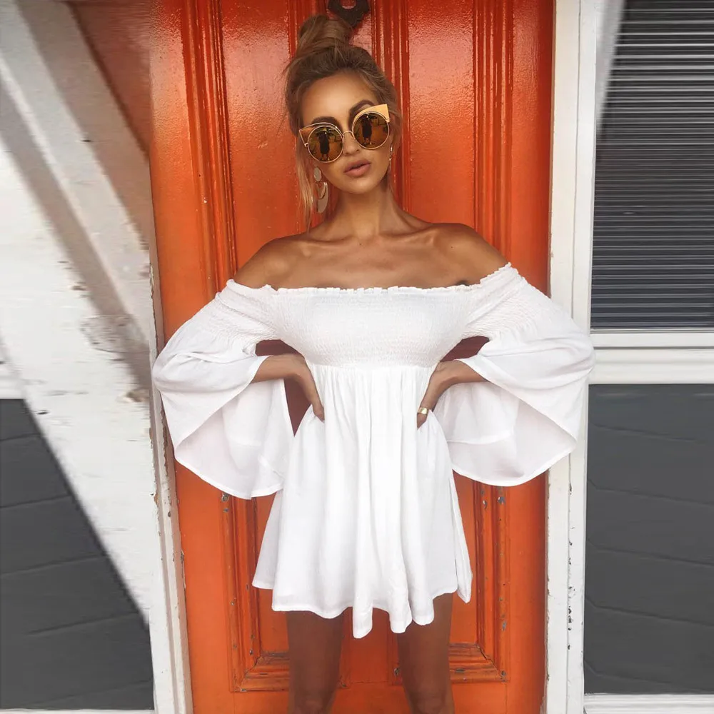 Women Off shoulder Dress Flare Sleeve Sexy Club Strapless Dresses Boho Backless Mini Pink Party dress Loose Autumn veatidos#40
Women Off shoulder Dress Flare Sleeve Sexy Club Strapless Dresses Boho Backless Mini Pink Party dress Loose Autumn veatidos#40
