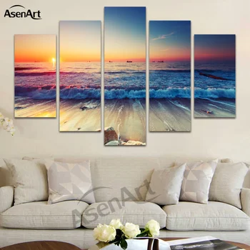 5 Panel Wall Art Seaside Landscape Painting Sunset Seascape Canvas Prints Home Decor Picture for Living Room Unframed картина
5 Panel Wall Art Seaside Landscape Painting Sunset Seascape Canvas Prints Home Decor Picture for Living Room Unframed картина